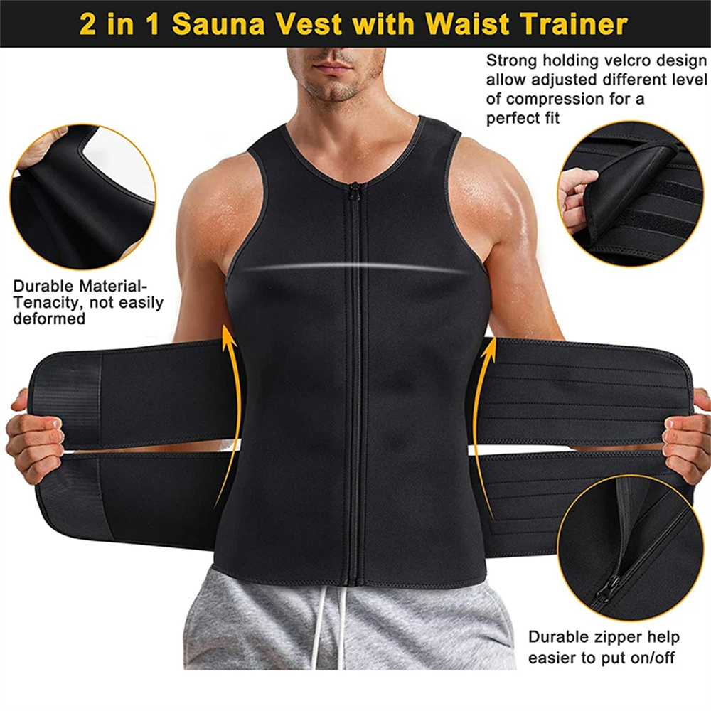 Compressiezweet voor heren Saunavest Nieuw afslankpak voor studenten Tailleriemen Body Shaper tanktop voor training Fitness Gym