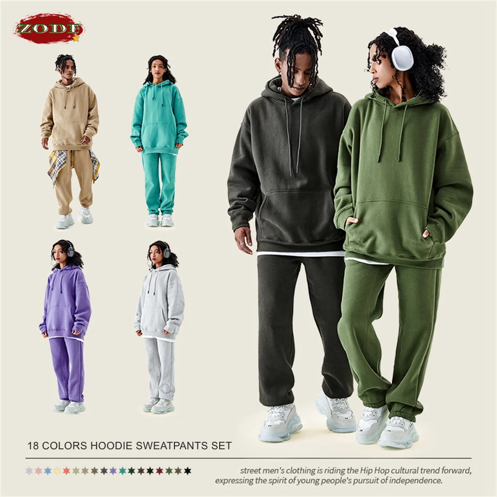 ZODF-sudaderas con capucha de lana para hombre y mujer, jerseys informales de lana 350gsm, sudaderas con capucha sólidas cálidas y sueltas, 18 colores, HY0728