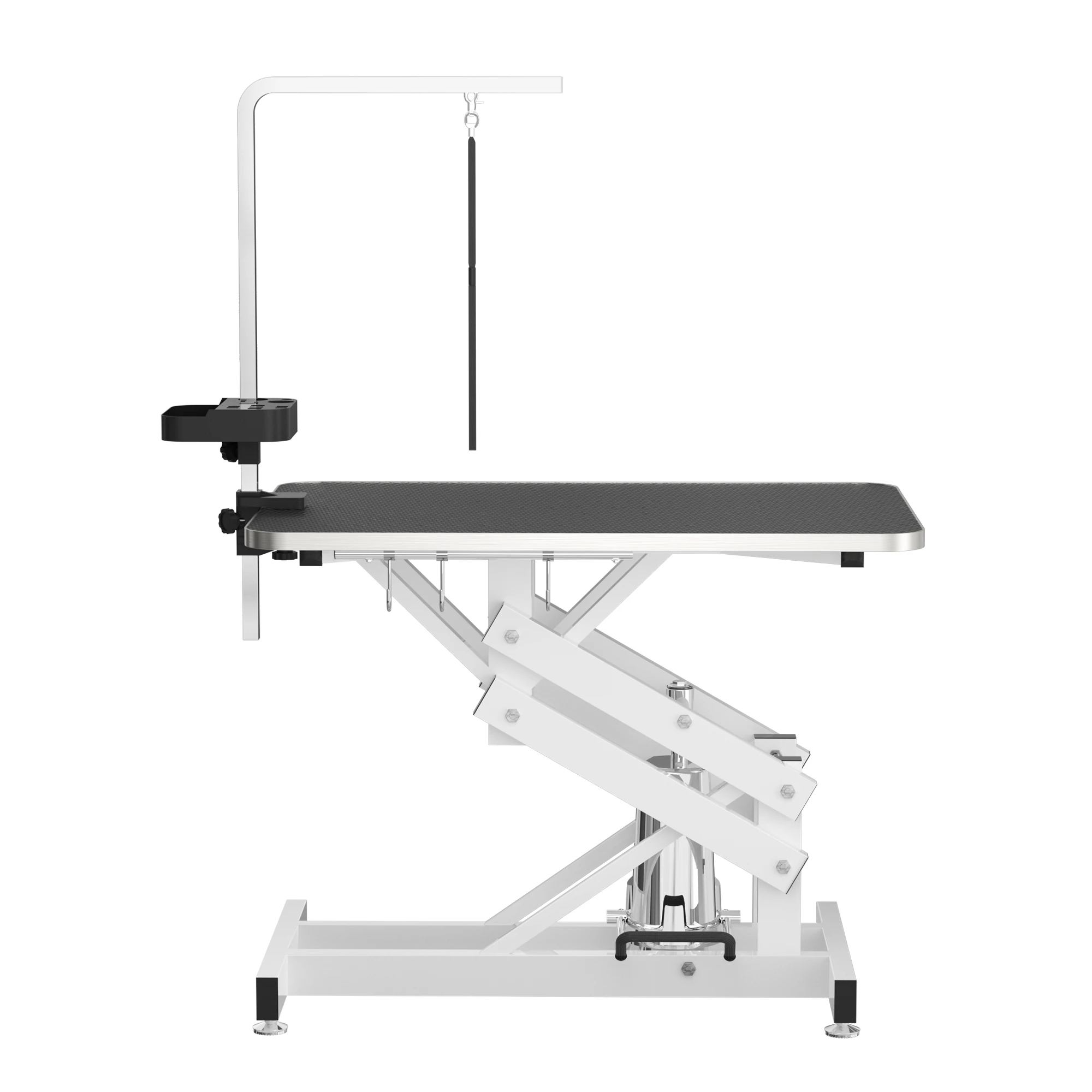 "Heavy-Duty Hydraulic Dog Grooming Table with Anti-Static Top, Adjustable Z-Lift (21"-36"), Armrests, Leash Covers