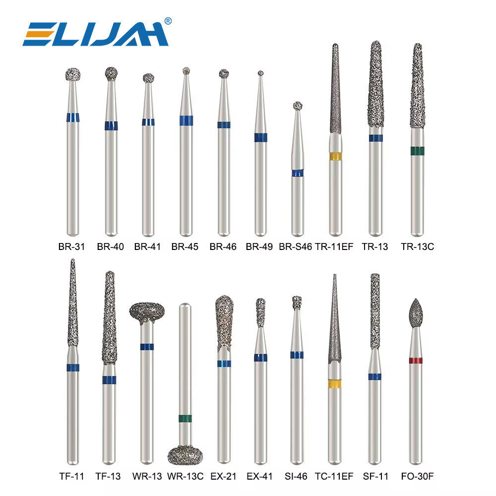 Broca de diamante dental, FG 1.6mm Bur para alta velocidade Handpiece, Polimento dentário, Material de laboratório de clareamento, 5pcs por saco