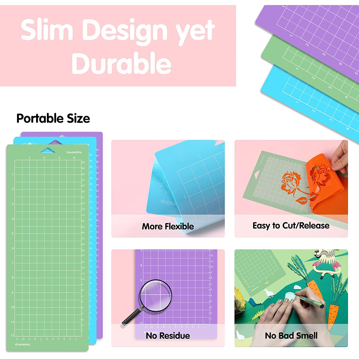 Tapete de corte 3 pacotes 12x4.5 polegadas camafeu silhueta tapete de corte para cricut/cameo pvc cricut joy cricut acessórios cricut maker