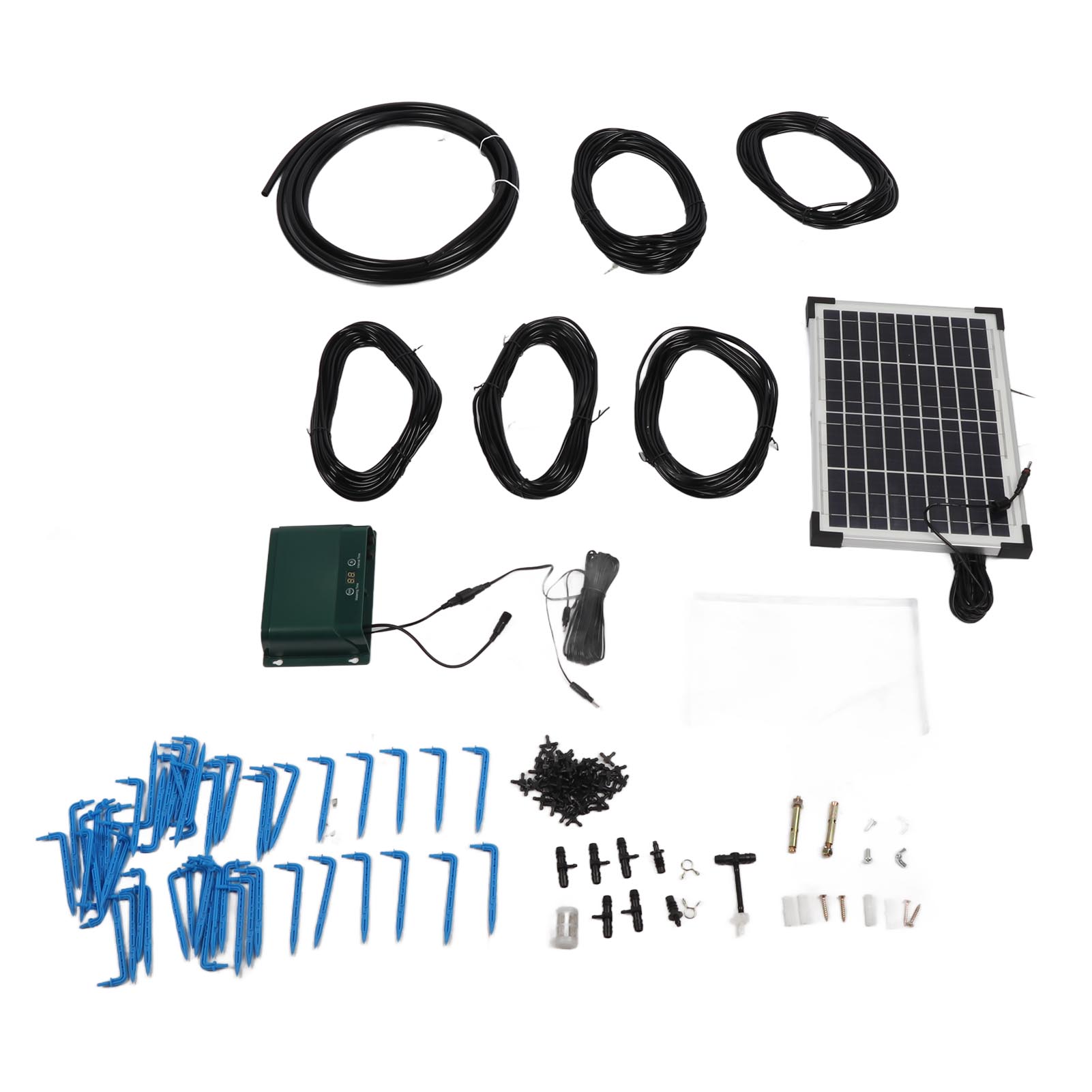 Kit de irrigação por gotejamento automático solar, sistema de irrigação automática para jardim, 7 modos de temporização, 30 modos de rega