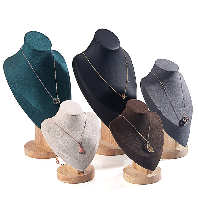 Neue Hohe Qualität Modell Büste Zeigen Aussteller Samt Schmuck Display Halskette Anhänger Mannequin Schmuck Ständer Organizer Farben