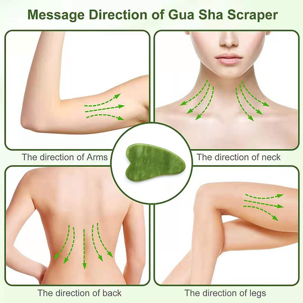 Tablero de masaje Gua Sha de piedra de Jade Natural, placa raspadora Guasha, herramientas de masaje de salud y belleza facial para el cuidado de la piel de la cara, cuello y espalda, 1 ud.