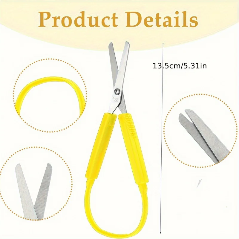 3pcs Mini Loop Scissors, 5.3 Inches Colorful Looped Scissor, Adaptive Design, Right and Lefty Support, Easy-Open Squeeze Handles