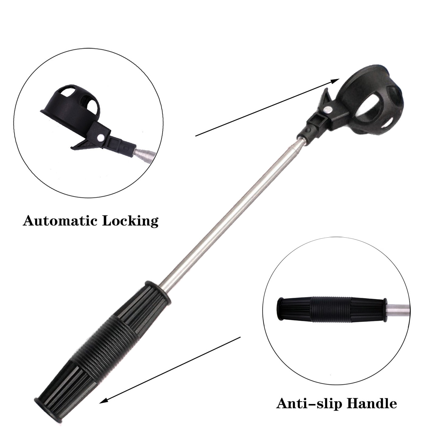 ลูกกอล์ฟRetrieverสําหรับน้ําTelescopicแบบพกพาGolf Ball Pickerเหล็กGolf Ball Pick Up Grabberพร้อมล็อคอัตโนมัติScoop