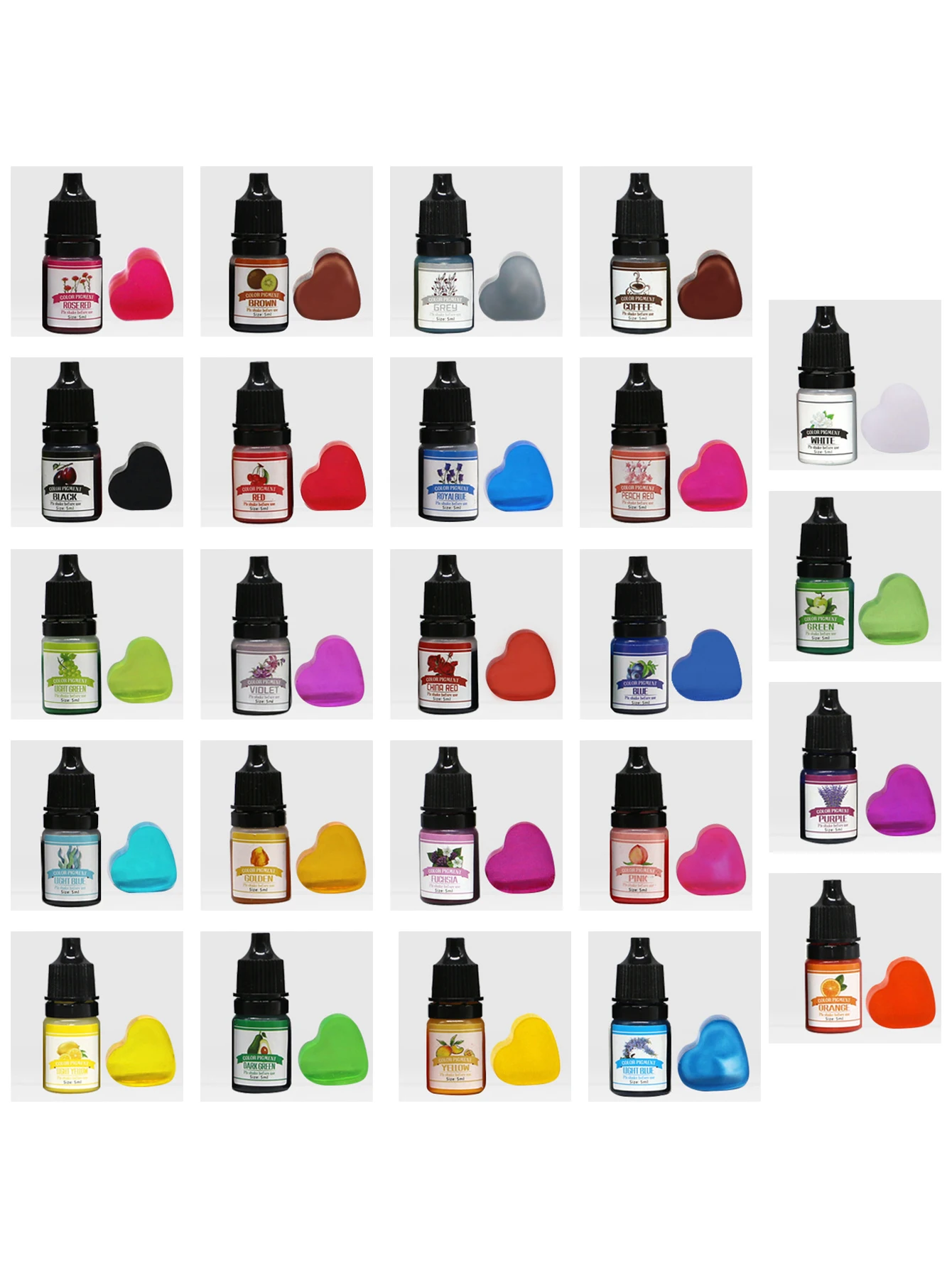 Pigmento epóxi 24 cores 5ml resina epóxi corante líquido resina epóxi corante para resina arte pintura jóias artesanato coloração