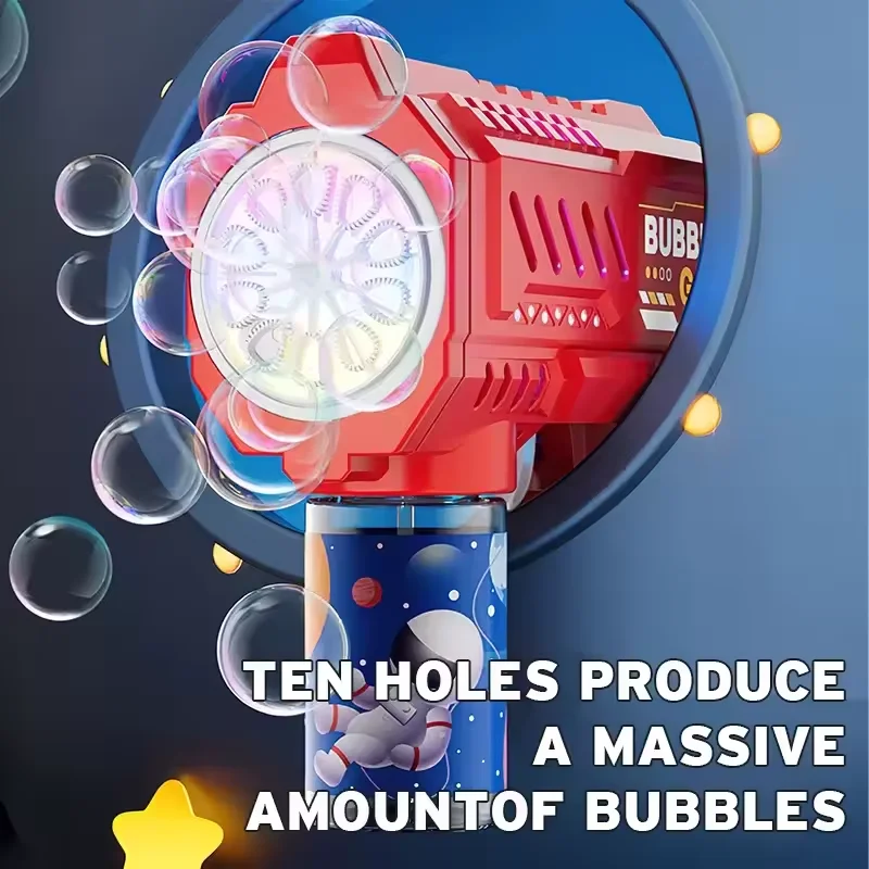 2025nova pistola de bolhas automática, máquina de bolhas de foguete, soprador automático com brinquedo líquido de bolhas para crianças, praia, presentes de bolhas ao ar livre