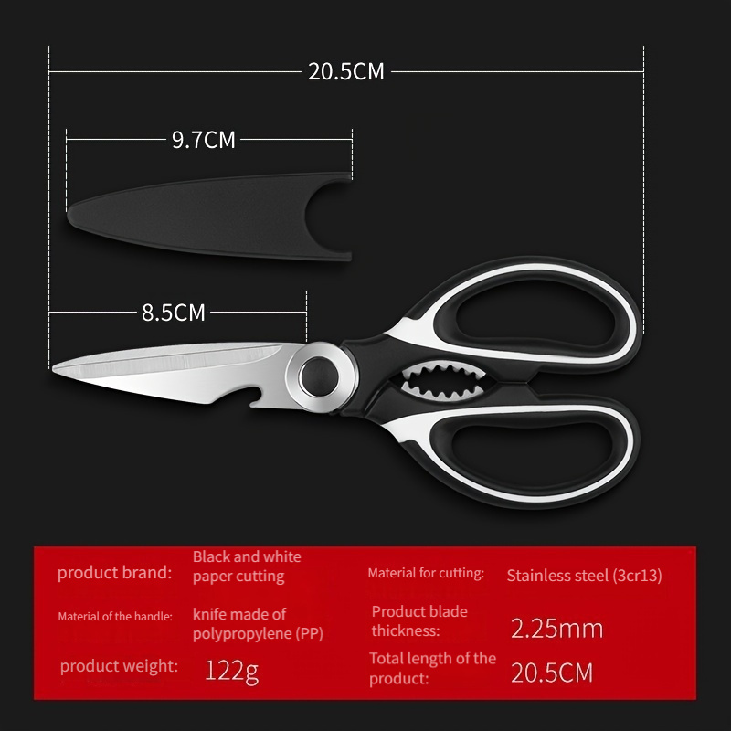 1PC Multi-Functional Scissors Kitchen Sharp Scissors Chicken Bone Scissors Fish Bone Bottle Opener Rust-Proof Non-Slip Handle