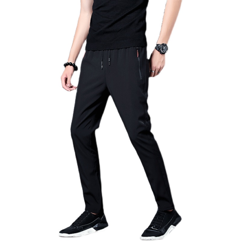 Pantalones casuales de secado rápido de seda de hielo de verano para hombres pantalones ajustados versión coreana pantalones de seda de hielo pantalones deportivos tubo recto de secado rápido p