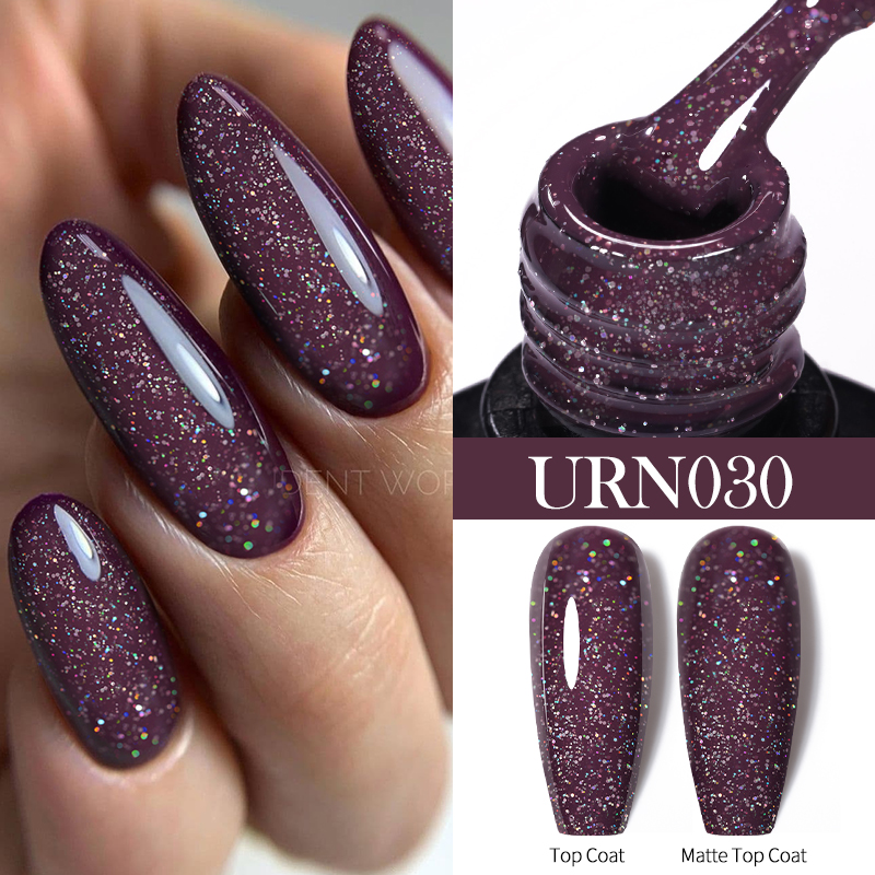 UR SUGAR 7.5ml Nude Glitter สีเล็บเจลกึ่งถาวร Soak Off Nail Art Base Top Coat UV LED เจลเล็บ