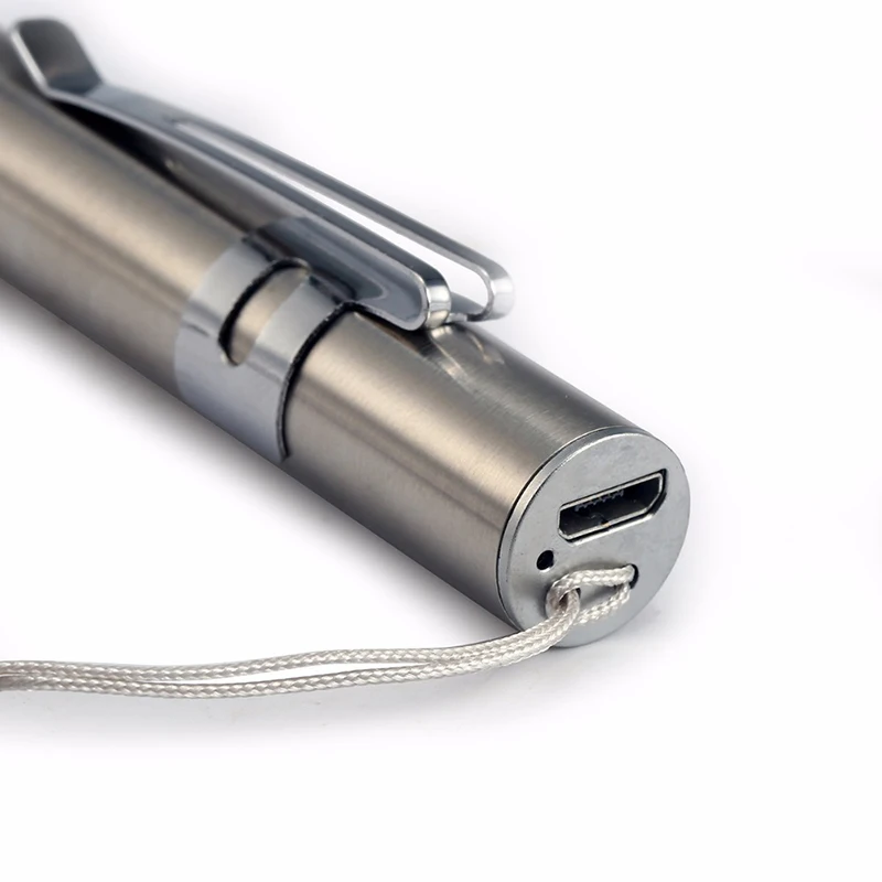 Mini draagbare medische handige LED-penlamp zaklamp USB oplaadbare tandarts verpleegster zaklamp met roestvrijstalen clip