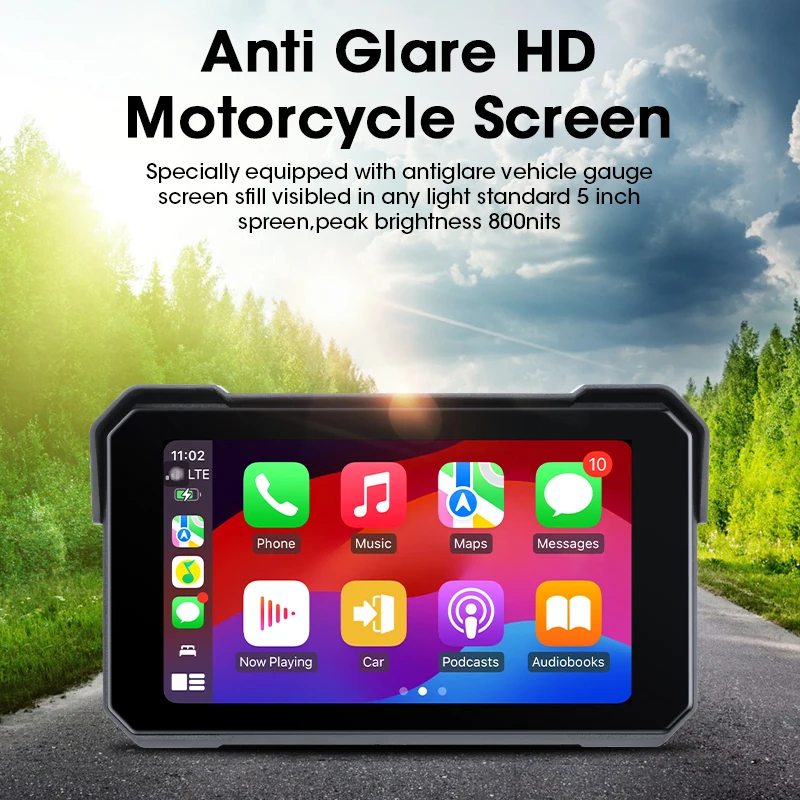 Jansite Motorrad Display Bildschirm Carplay Moto Navigation Tragbare Digitale Dashboard Motorrad Android Auto Wasserdicht BT Monitor