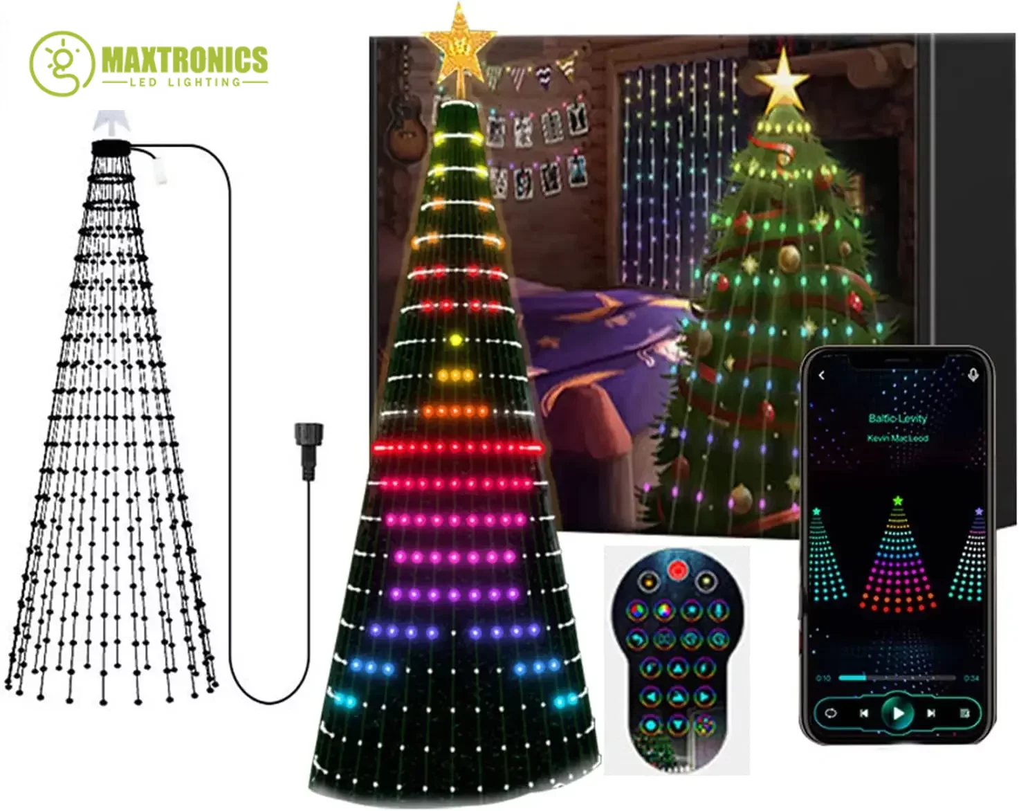 400led intelligente Weihnachts baum Lichter App-Steuerung DIY Textbild RGB Lichterketten mit Fernbedienung für Weihnachten Schlafzimmer