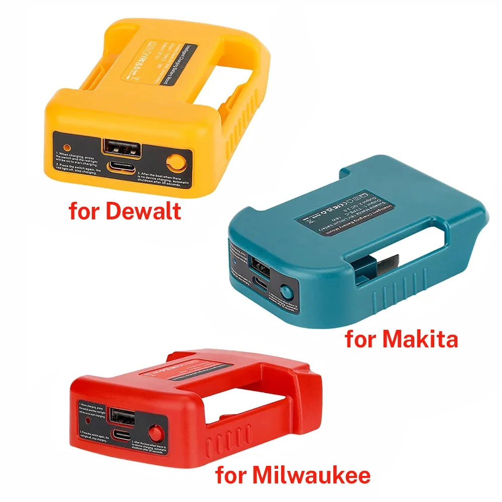 USB-адаптер Power Bank r для Makita/Dewalt/Milwaukee, держатель для литий-ионной батареи 18 В, выход USB Type-C, интерфейс быстрой зарядки