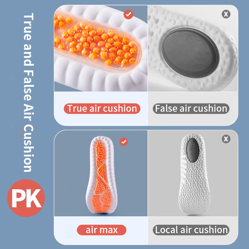 New Sport Insoles For Shoes High Elasticity Triple Shock Absorbing Sole Pad PU Memory Foam Air-cushion Super Soft Sneakers Soles