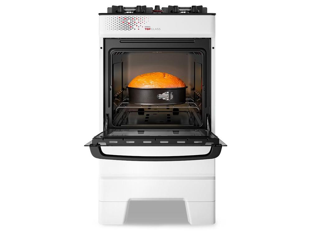 Fogão 4 Bocas Esmaltec Branco Mesa de Vidro Ideal Top Glass T4VAB - Bivolt