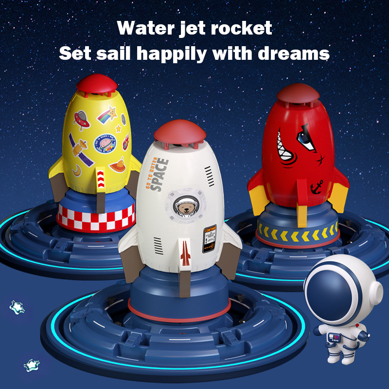 フライングジェットロケット噴水スプリンクラー水しぶきおもちゃ子供用 360 度回転屋外プールパーティー子供の夏のおもちゃ