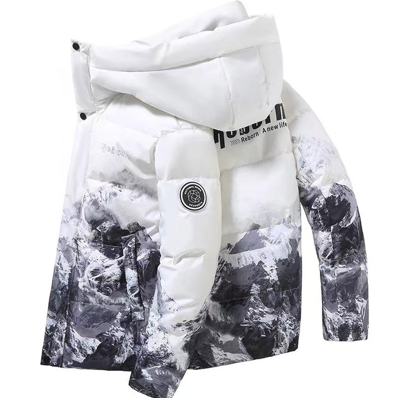 Winter New Fashion Men Gradient Color Casual Down Jackets Hooded Duck Down Coats Quality Male Outdoor Windproof Jackets Size 3XL