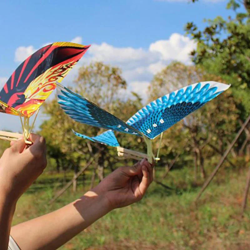 3Pcs Parent Child Game Hands on Assembly of Rubber Band Power Bird Toy Flying Birds Models Kite Funny Toys