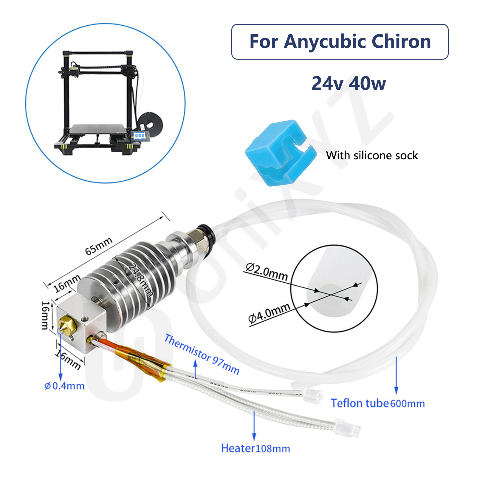 アップグレードされたホットエンド加熱ブロック Anycubic I3 メガ S メガゼロ 2.0 コブラ Chiron Vyper 12V 24V ヒーター J ヘッドヒートブレークホットエンド