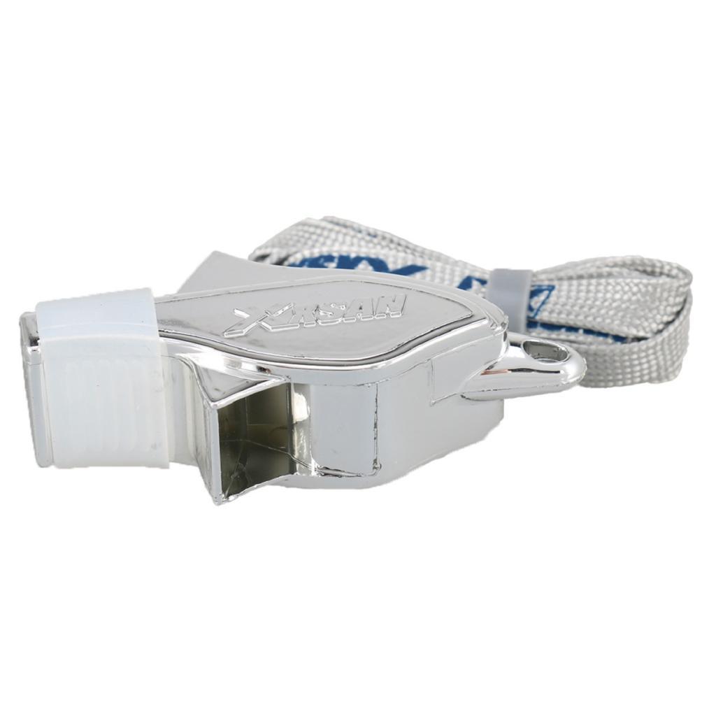 Metal árbitro apito com cordão para esportes, extra alto