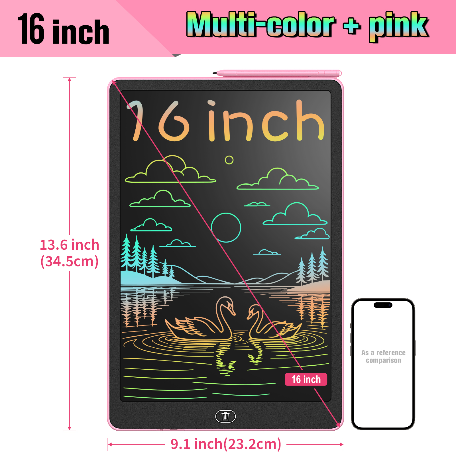 16인치 LCD 쓰기 태블릿, 생생한 색상의 대형 전자 드로잉 보드, 지울 수 있는 화면, 완벽한 교육용 장난감