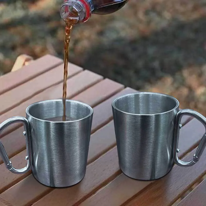 Botón de Montañismo al aire libre, taza de agua, viaje, Camping, botón portátil, Material de acero inoxidable 201, 1 ud.