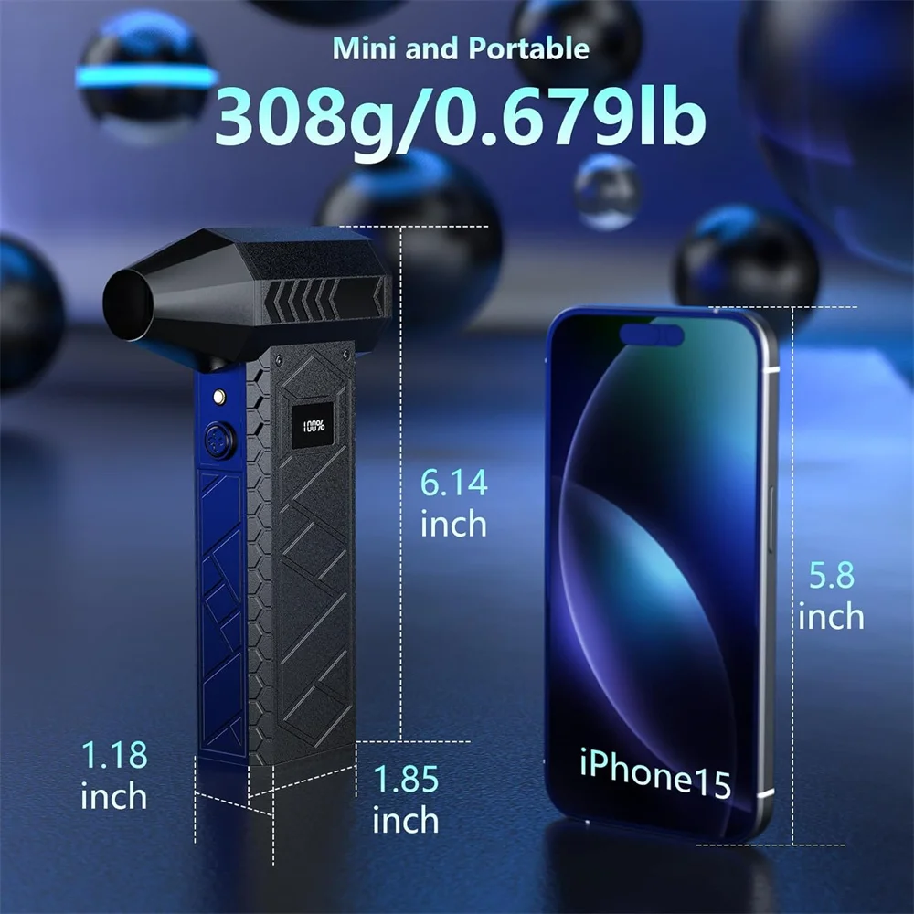180000 RPM Turbo Jet Fan 2 LED Lighting Battery Level Display Powerful Air Blower 4 Gear Speed Turbo Jet Blower Dust Blowing