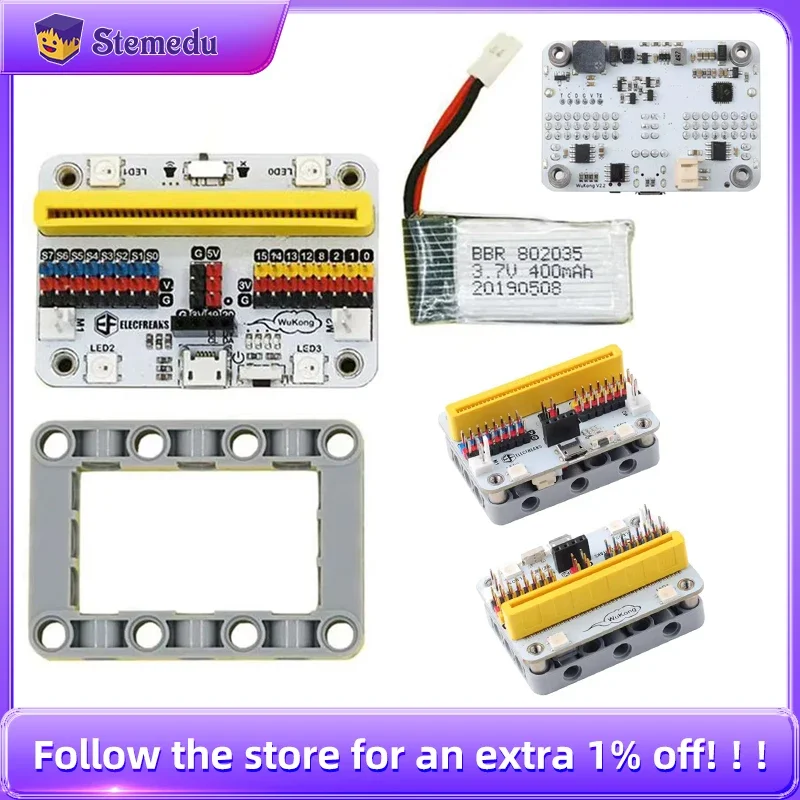 Elecfreaks Wukong Micro:Bit Extension Board Adapter Mechanische Fingerprogrammierung für Bausteine Bildung Programm Lernen