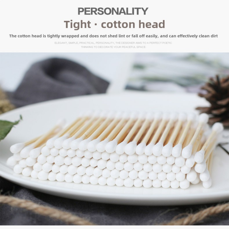 1000 pçs cabeça dupla botões de algodão de bambu vara de madeira cotonete para maquiagem, limpeza de orelha do nariz, cuidados com animais de estimação, arte e artesanato