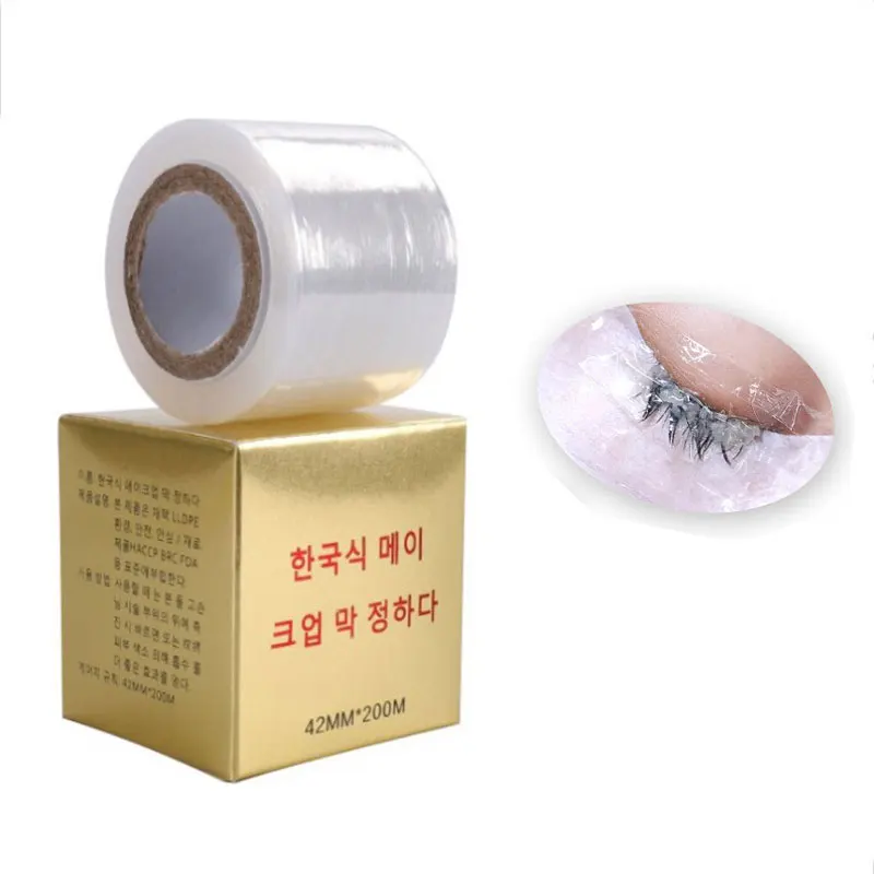 1 rollo de extensión de pestañas postizas de 200M, envoltura de plástico transparente, tatuaje permanente, película para cejas, herramienta de maquillaje profesional para uso ocular