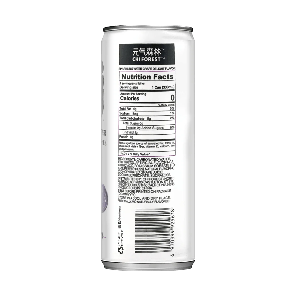 [3Packs] Grape Delight Soda Sparkling Water, 0 Sugar and 0 Calorie Bubbly Water [Value Pack], 330ml*6Cans*3Packs