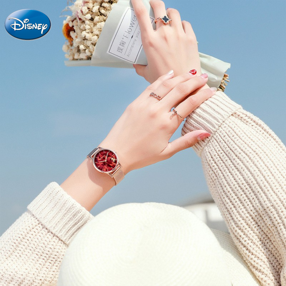 ของขวัญดิสนีย์มิกกี้นักเรียนของเด็กผู้หญิงนาฬิกาควอตซ์เพชรเหลี่ยมเพชรพลอยกันน้ำพร้อมกล่อง relogio feminino