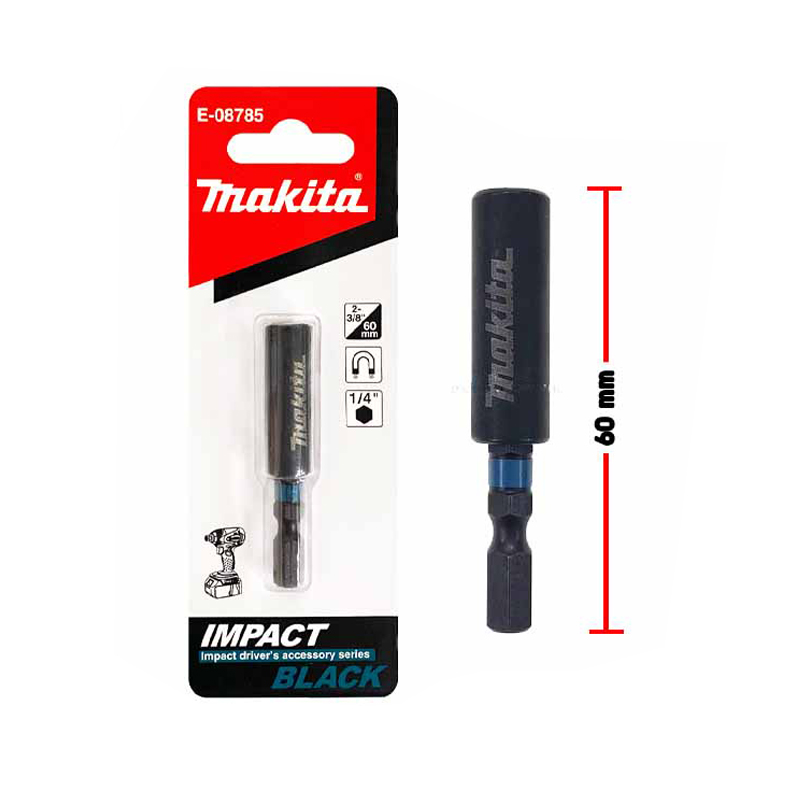 Makita E-08785 Impact Magnetic Extension Bit Holder Black 60MM/1/4" Hexagon Rust Resistant Durable Tool Accessories