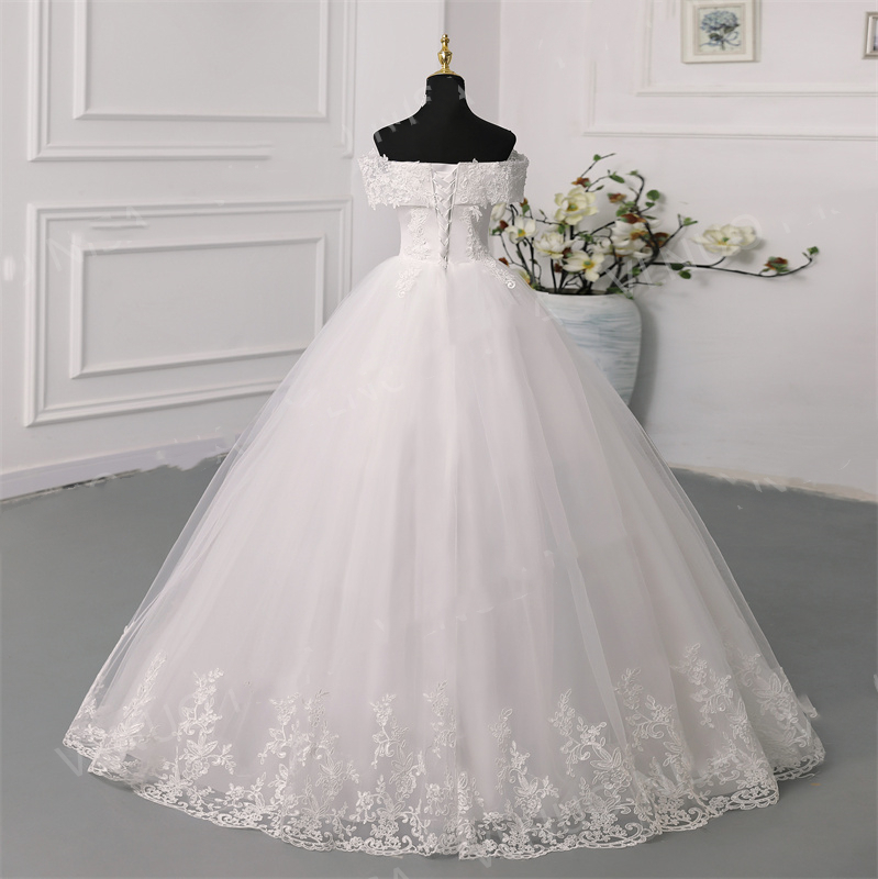 Y & m novias fora do ombro plus size vestido de noiva 2023 vestido longo trem ou chão apliques pérolas nupcial tule mariage