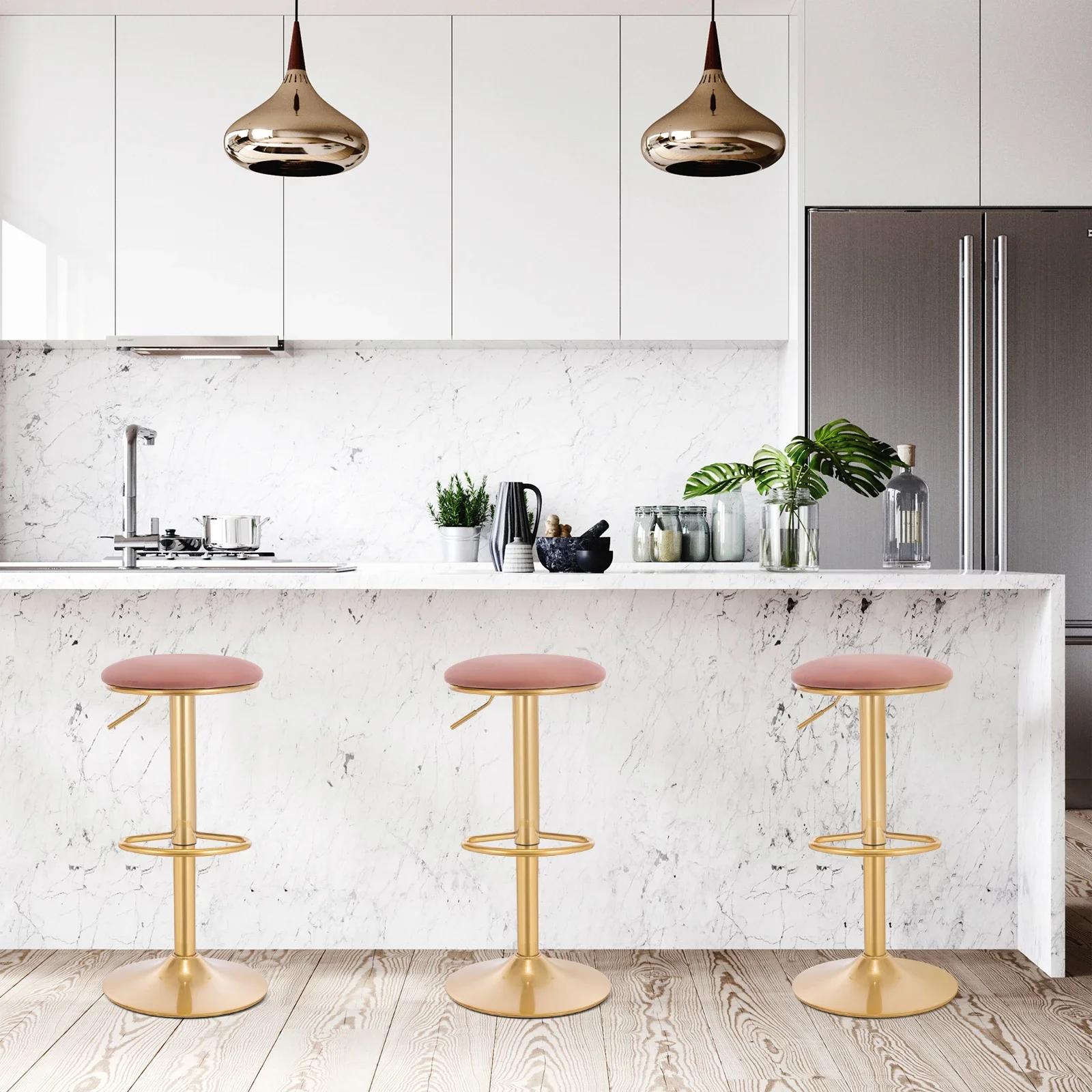 WOLTU 2 sgabelli da bar ergonomici con poggiapiedi 360 °   Sgabello da pranzo girevole Sgabello da bancone regolabile in altezza per cucina bistrot bar