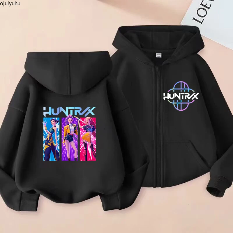 2025 película sudaderas con cremallera Kpop Demon Hunters Sudadera con capucha niños ropa chico niña niño sudadera cremallera con capucha bebé Casual Top