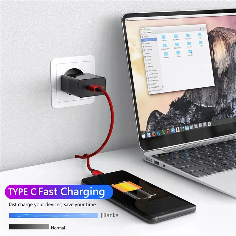 12W USB A ถึงประเภท C สายชาร์จไนลอนถักข้อมูลความเร็วสูงสําหรับ Samsung Huawei Xiaomi Android USB C Fast CHARGING