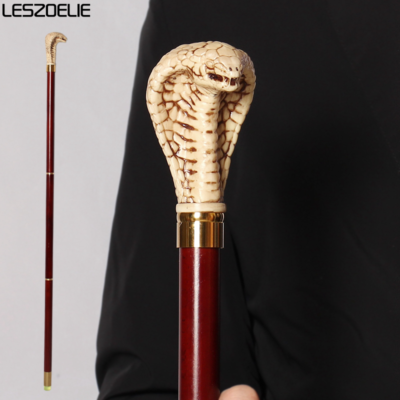 98ซม.Cobra-Head Stick ผู้ชายมือจับเรซิ่นสีแดงเยอรมัน Beech ไม้ที่ถอดออกได้ไม้เท้าเดินแฟชั่นสำหรับผู้หญิง Party ตกแต่ง Canes