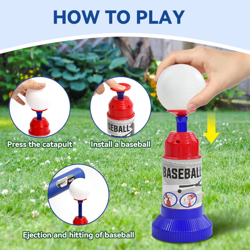 Palla da baseball per bambini Giocattoli Giochi Macchina da baseball con lancio automatico regolabile Set di giocattoli Sport all'aria aperta per bambini Regalo di compleanno per ragazzo