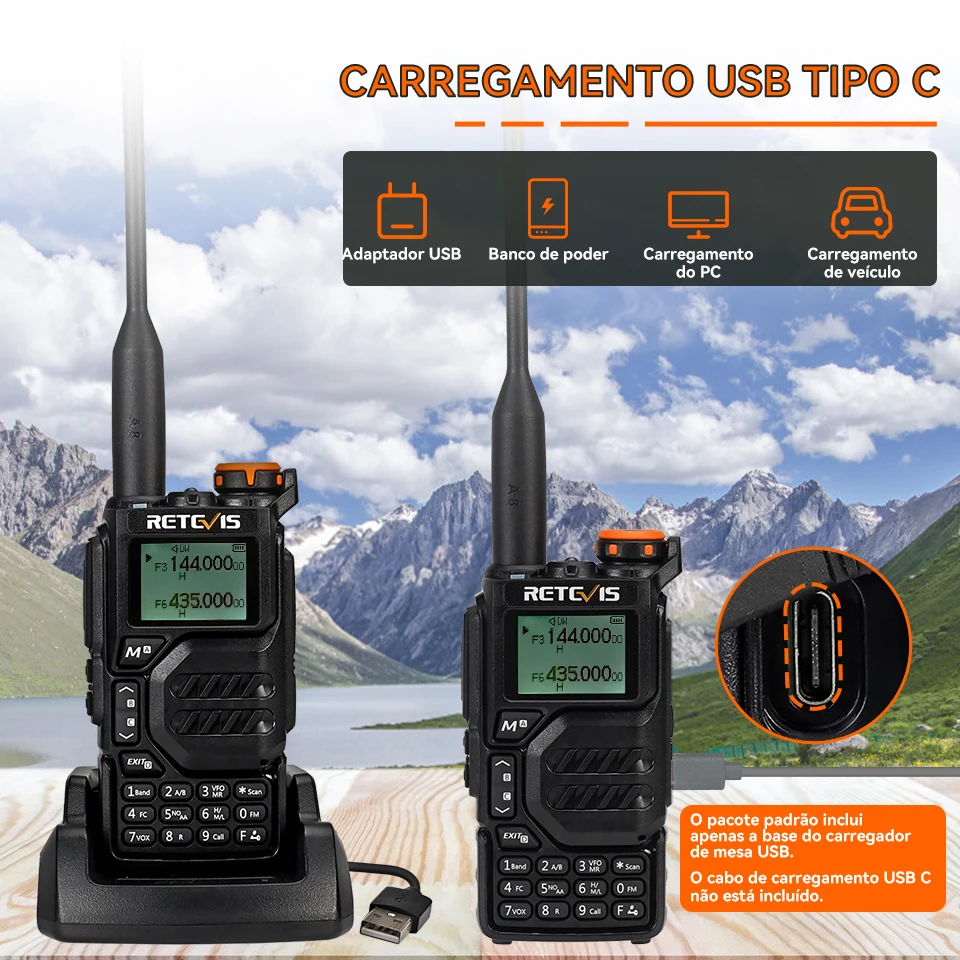 Retevis ra79 banda de aviação walkie talkie am fm airband rádio em dois sentidos usb c carga rádio presunto quansheng uvk5 uvk5 walkie-talkie