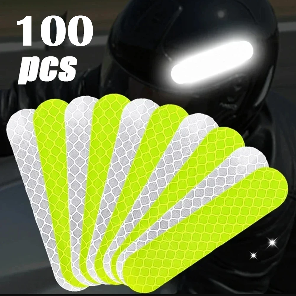 Faixa de adesivos refletivos de aviso de segurança para capacete de motocicleta, fita refletora à prova d'água de alta visibilidade para andar noturno, carro de caminhada