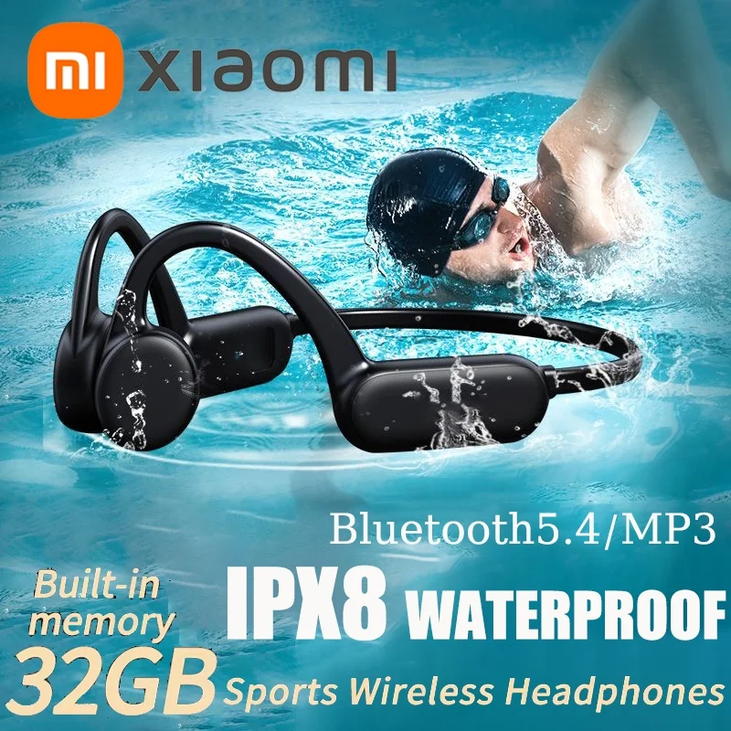 Xiaomi-auriculares de conducción ósea, inalámbricos, para natación, IPX8, 32GB, Bluetooth 5,3, con micrófono, resistente al agua, para ejercicio y Fitness