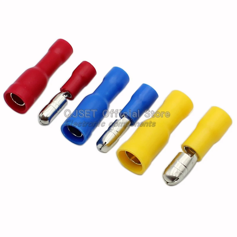 100pcs Male-Female Docking FRD/MPD1.25-156 Wire Connector Cold Crimp Terminal Docking Tip Bullet Set/Audio Cable Crimp Connector