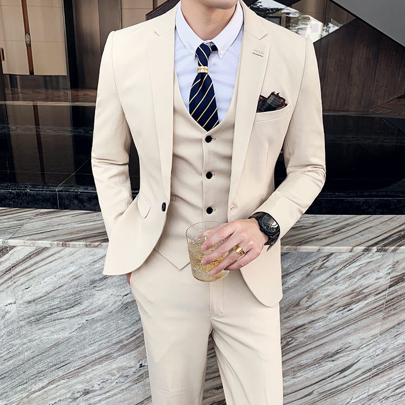 6XL 7XL (Blazer + Hose + Weste) 3-teilige Herrenanzüge 1 Knöpfe Hochzeitsanzüge für Männer Bräutigam Smoking Business Formelle Anzüge Jacken