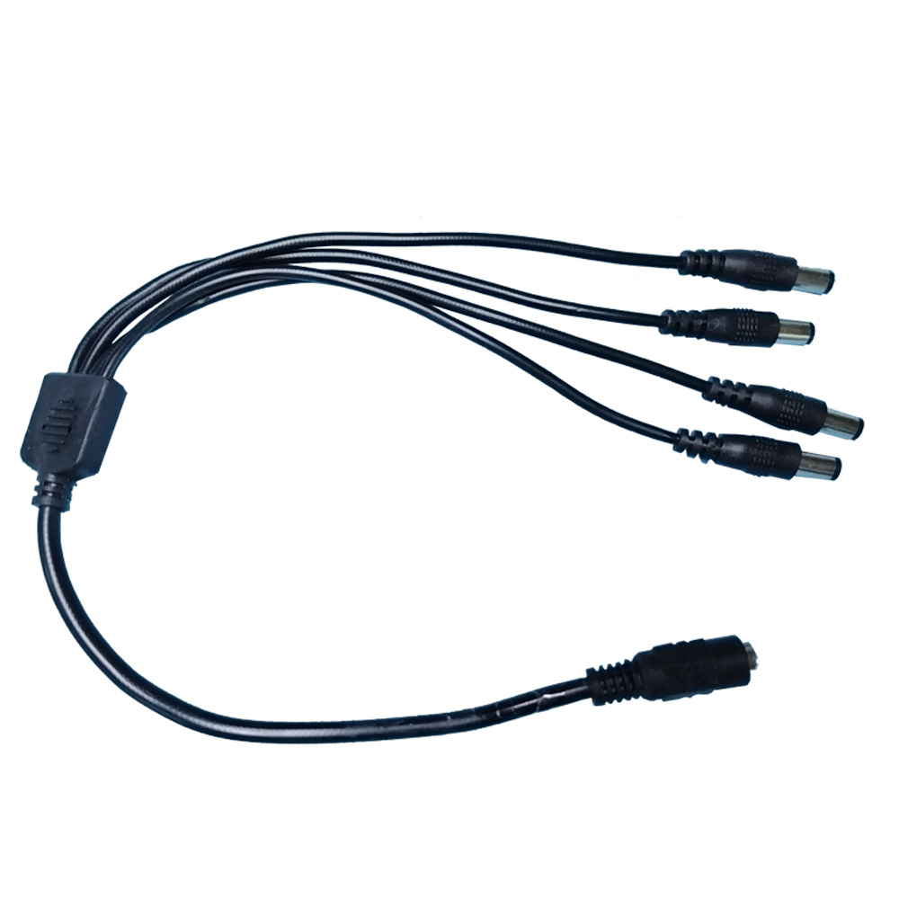 DC-Strom-Y-Splitter-Adapter, 5,5 mm x 2,1 mm, 1 Buchse auf 2/4 Stecker, Drahtstecker für Sicherheits-CCTV-Kamera-Router, LED-Modem