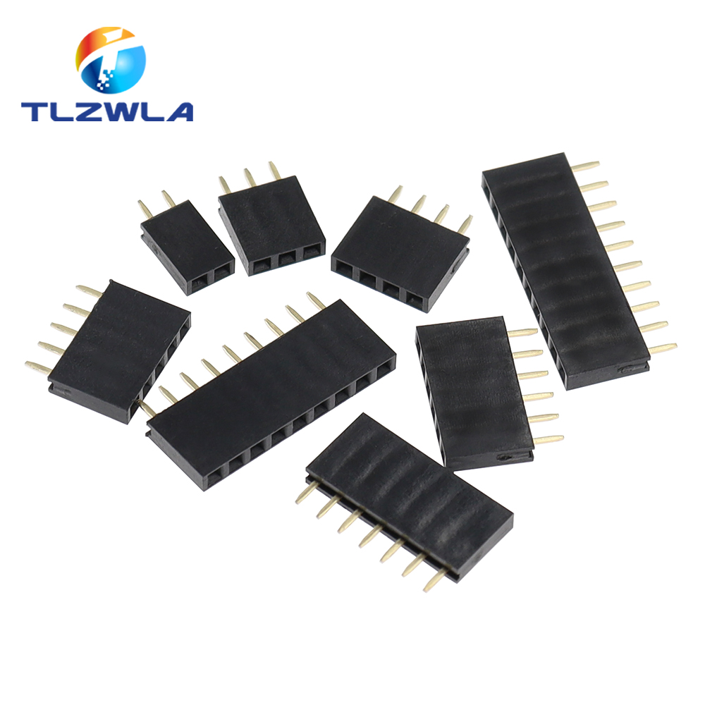Única linha Pin cabeçalho fêmea soquete, 2.54mm, 1x2p 3p 4p 5p 6p 7p 8p 9p 10p 12p 14p 16p 18p 20 fixam o conector, P 22P 40P