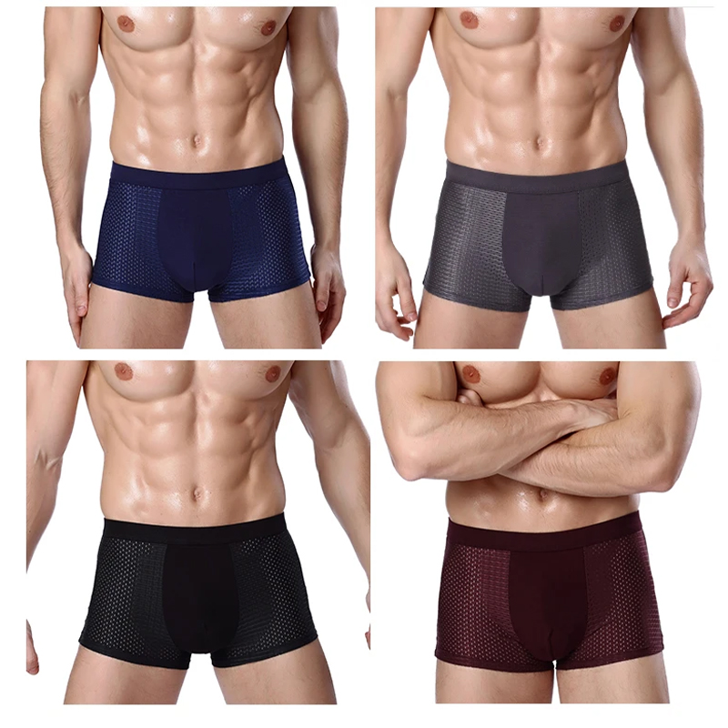 L-8XL Plus Banboo Faser Männer Unterwäsche Männliche boxer Solide Höschen Shorts männer Unterhose Atmungsaktive Intime Mann boxer 4 stücke