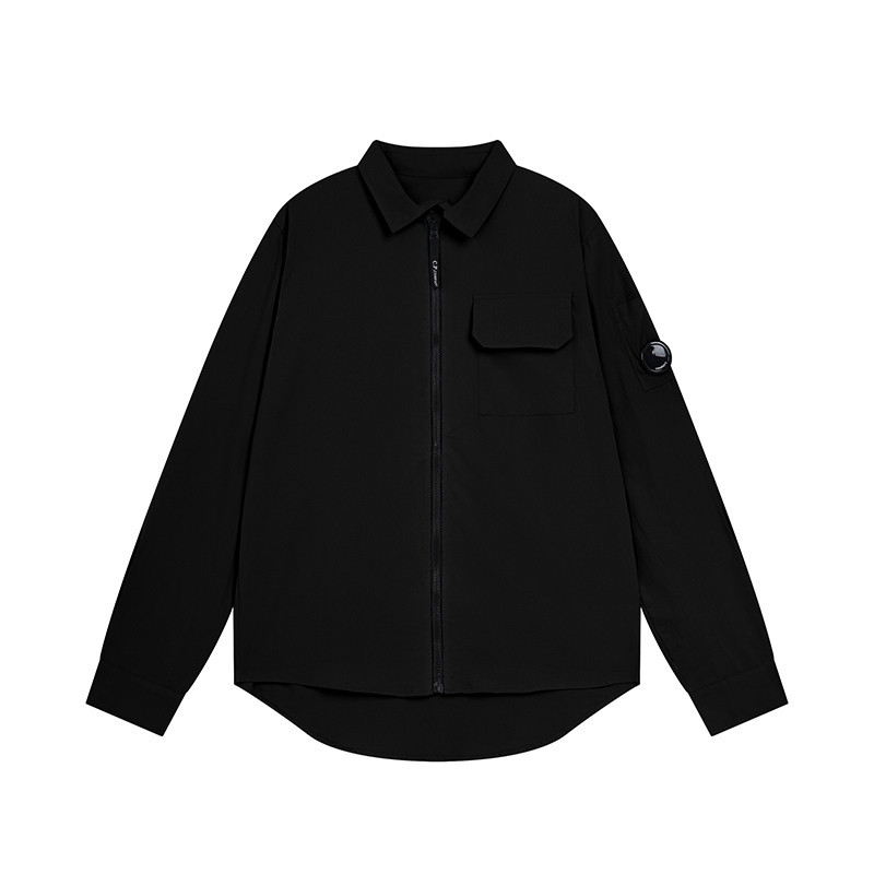 2024 New Casual Minimalist Glasses Loose Long Sleeved Lapel Zipper Cardigan Shirt Youth Men's Shirt